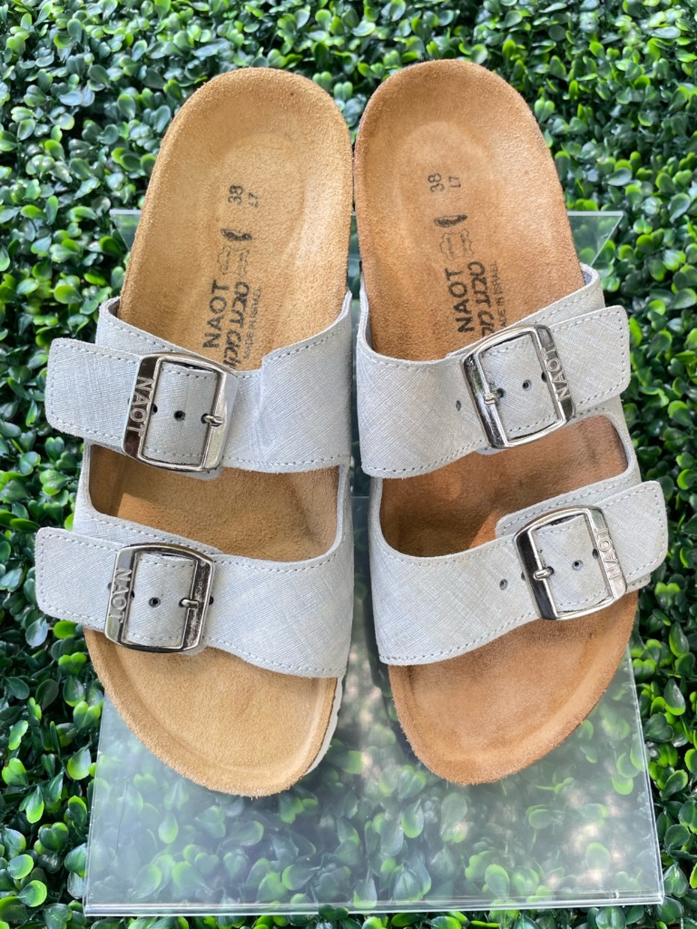 Naot Santa Barbara women Light grey Double-Buckle Slide Sandals, size 38